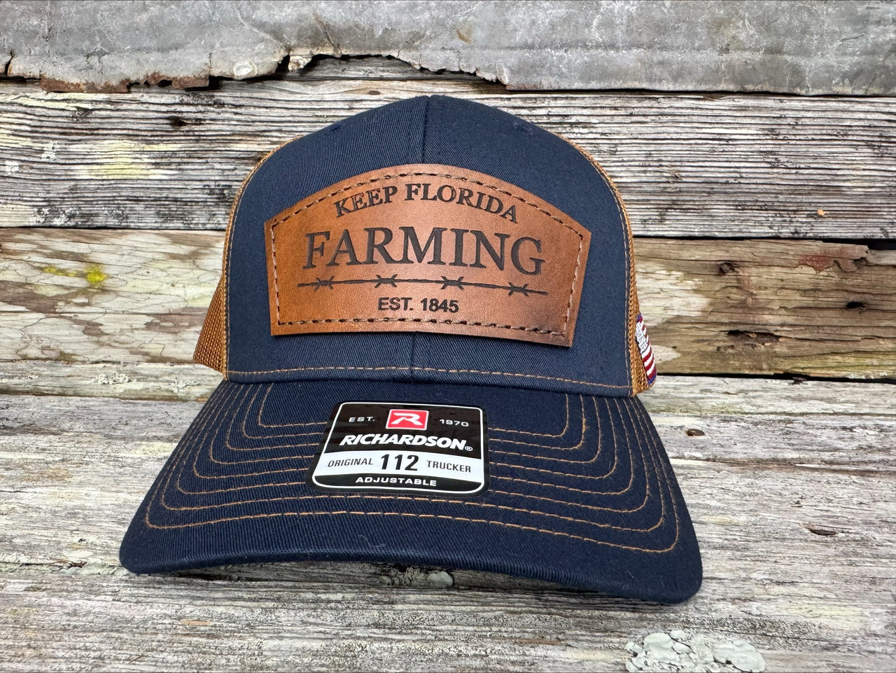 KEEP FLORIDA FARMING - BARBED WIRE - SIDE AMERICAN FLAG
