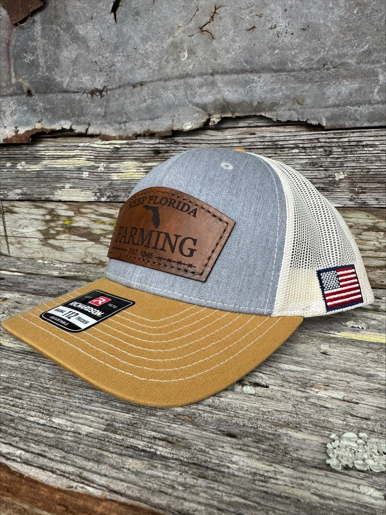 KEEP FLORIDA FARMING - STATE OF FLORIDA WITH AMERICAN FLAG